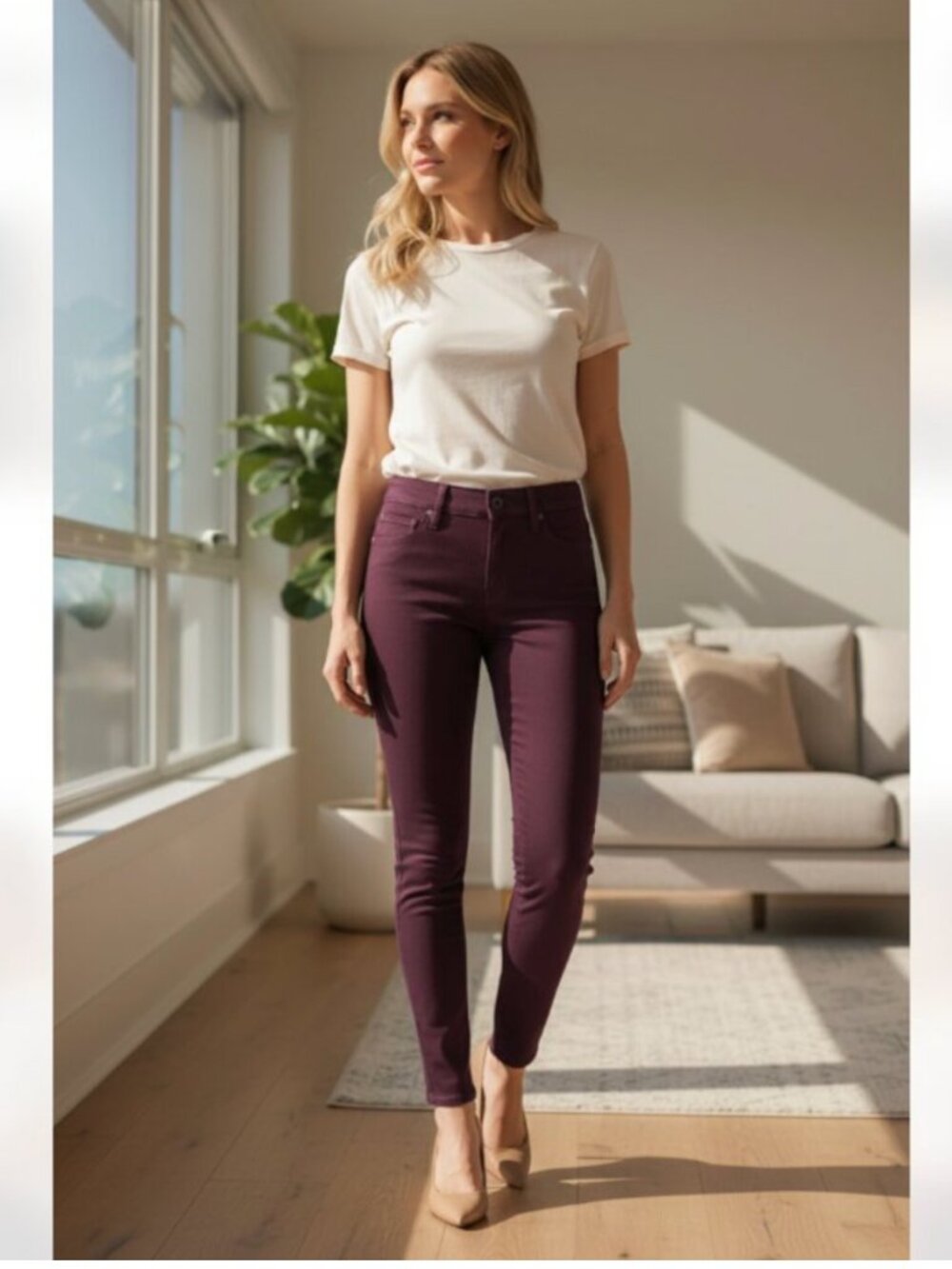 LIVERPOOL Women's EUC Madonna Legging Mid-Rise Dress Trouser Plum | Size 10/30